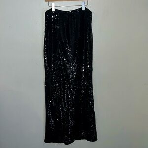 NWT sequin maxi skirt size XL. Color: black
